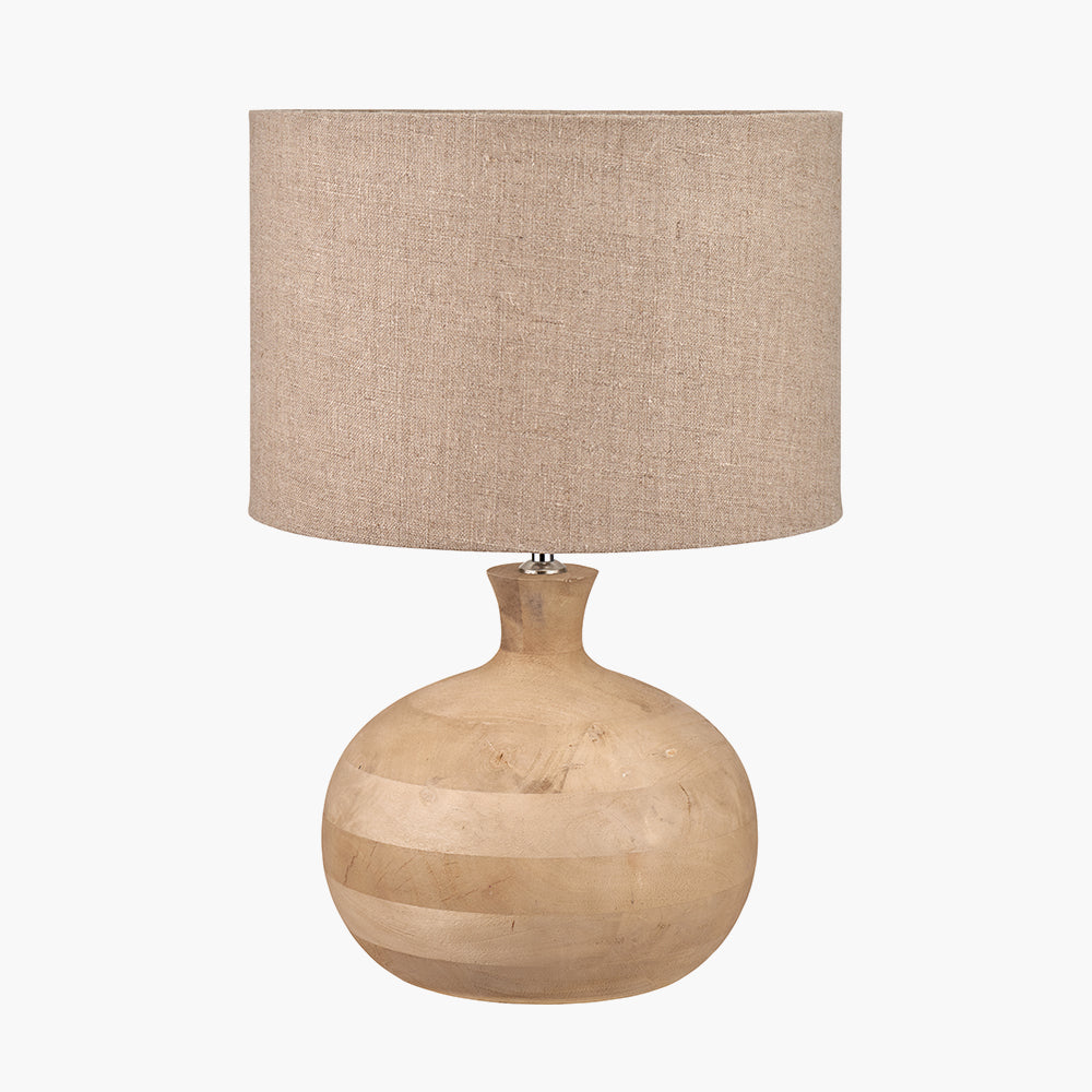 Kiah Natural Mango Wood Round Table Lamp - Base Only